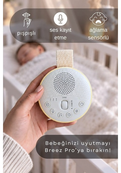 Breez Pro Ağlama Sensörlü Pışpışlı Beyaz Gürültü Cihazı 21 Sesli Anne Ses Kayıtlı Radyasyon Içermeyen Uyku Arkadaşı