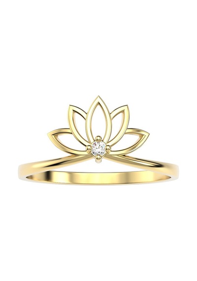Minik Lotus Çiçeği 14 Ayar Altın Yüzük