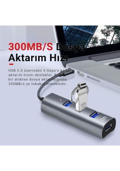 Dm Chb010 Type C To Usb 3 0 4 Portlu Alüminyum Hub Çoklayıcı