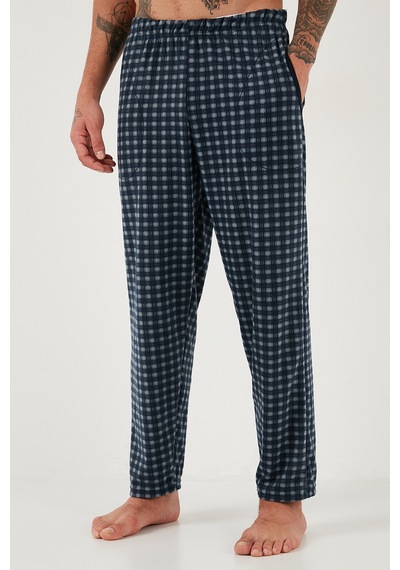 Buratti Kareli Yumuşak Dokulu Regular Fit Uzun Kollu Erkek Pijama Takımı 609611060 Lacivert-Gri