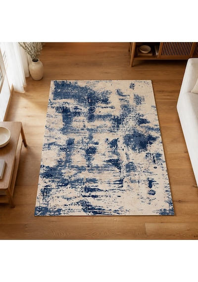 Kartela Halı Nivo Halı Kaymaz Taban Makinede Yıkanabilir Halı Lacivert - 200 X 300 Cm