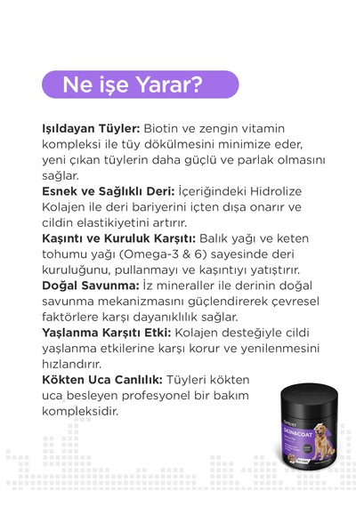 Cutepet Skin & Coat Köpek Deri Ve Tüy Sağlığı Tableti 60 Adet Omega 3-6-9, Biotin Ve Kolajen Destekli