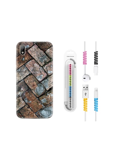Huawei Y5 2019 Kılıf Kablo Koruyuculu Retro Stone 1324
