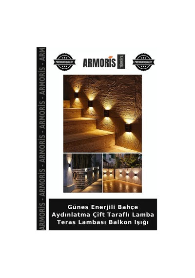 Güneş Enerjili Bahçe Aydınlatma Çift Taraflı Lamba Teras Lambası Balkon Işığı