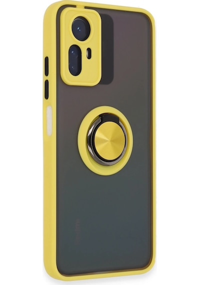 Gld-spt- Newface Xiaomi Redmi Note 12s Kılıf Montreal Yüzüklü Silikon Kapak - Sarı