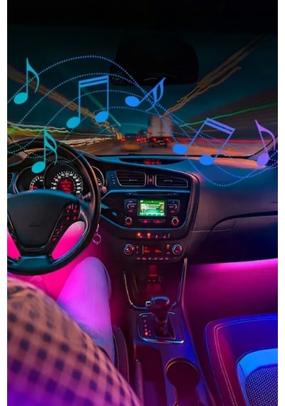 12 Ledli Ayak Altı Led Lamba Kumandalı Araç İçi Aydınlatma Sese Ve Müziğe Duyarlı Led Işık Rgb