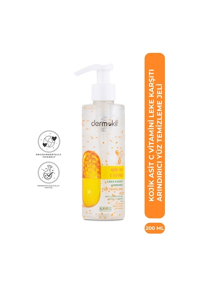 Dermokil Kojik Asit C Vitamini Leke Karşıtı Arındırıcı Yüz Temizleme Jeli 200 Ml