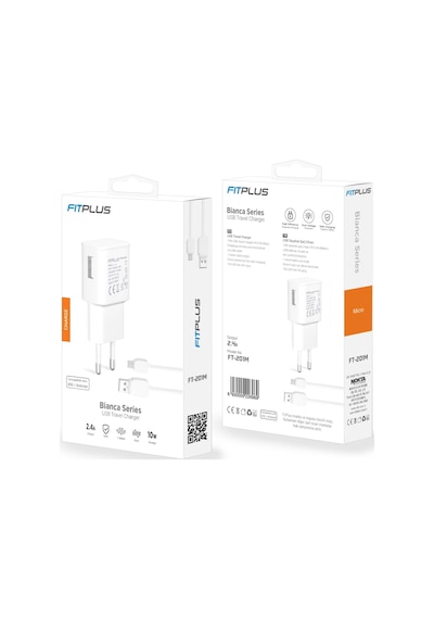 Fitplus Bianca FT-201M 2.4A Micro Usb Kablo Şarj Aleti Fitplus Bianca FT-201M 2.4A Micro Usb Kablo Şarj Aleti