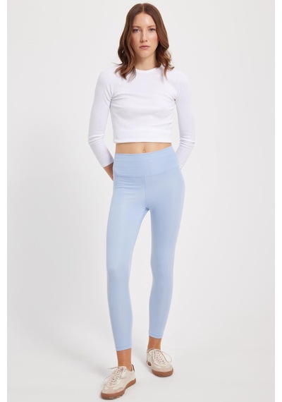 Tudors Kadın Slim Fit Dar Kesim Scuba Kumaş Beli Lastikli Mavi Tayt-42443 Mavi