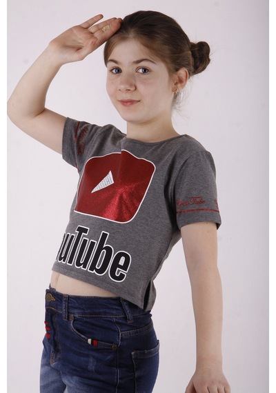 Toontoy Kids Toontoy Kız Çocuk Youtube Baskılı Tişört Antrasit Toontoy Kids Toontoy Kız Çocuk Youtube Baskılı Tişört Antrasit
