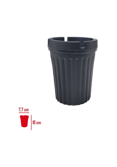 Kokusuz Sert Plastik Oto Araba Küllük 4 Adet Eko Plastik Siyah Yuvarlak