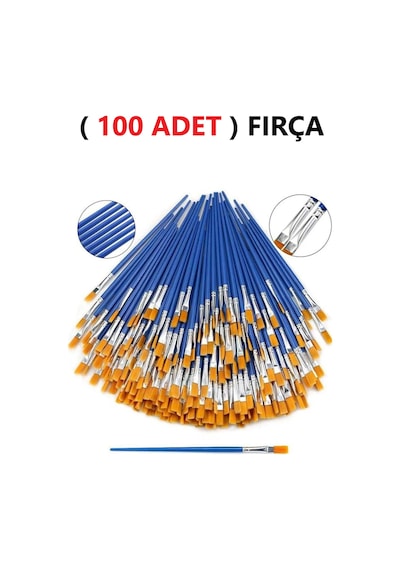 100 Adet Resim Fırçası Sentetik Fırça Ekonomik Suluboya Akrilik Boya Guaj Boya Yağlı Boya Fırças