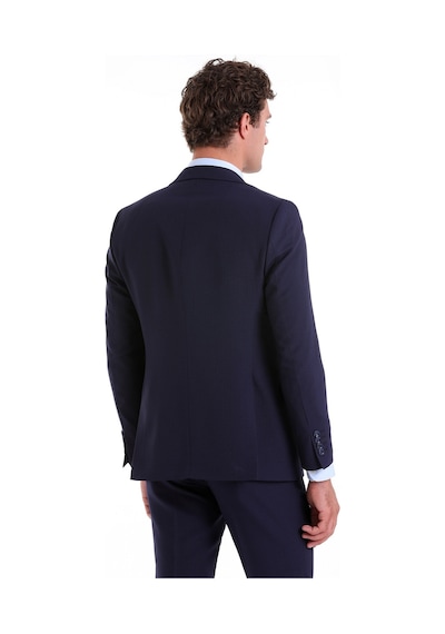 Hatemoğlu Lacivert D. Slim Fit Desenli Mono Yaka Klasik Takım Elbise Lacivert