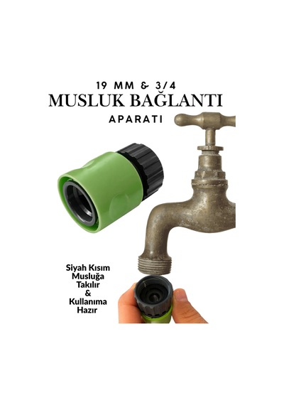 19 Mm 3/4" Dişi Çeşme Musluk Bağlantı Adaptörü - Sök Tak Sistem Hortum Aparatı Çeşme Başlığı