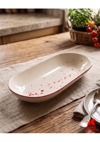 30 Cm Kayık Tabak Kırmızı