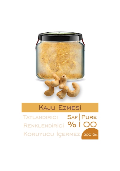 %100 Saf Kaju Ezmesi Şeker İlavesiz Bi Kavanoz 330 Cc. Cam Kavanozda Kaju Ezmesi Vegan Glutensiz