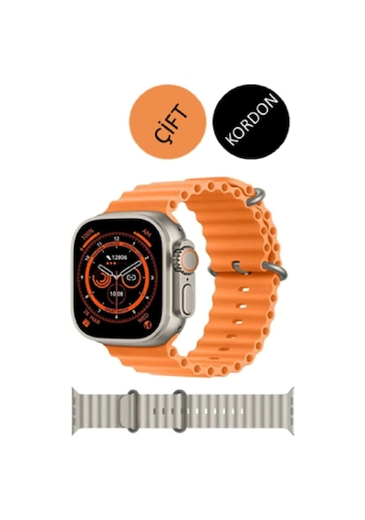 Watch 8 T800 Ultra Bluetooth'lu Arama Özellikli Akıllı Saat Tüm Telefonlarla Uyumlu Çift Kordonlu Turuncu - 519541254