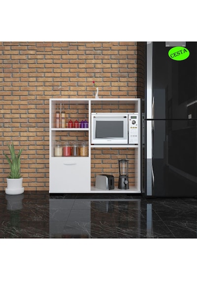 Mikro Dalga Dolabı Bolmeli Mutfak Dolabı Rarflı Dolap Ofis Dolabı Beyaz