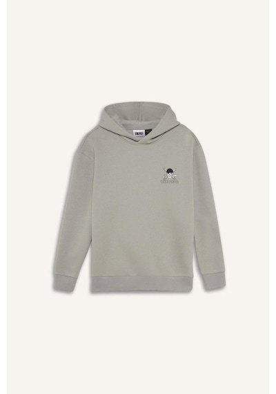 Defacto One Piece Boxy Fit Kapüşonlu Sırt Baskılı Sweatshirt E9297ax25augr454 Gri