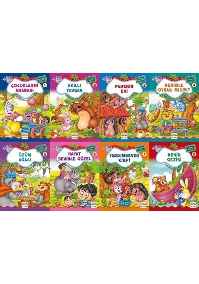Neşeli Orman Hikayeler Dizisi  - 8 Kitap Takım  - Büyük Boy  - Bestami Yazgan  - Nar Çocuk