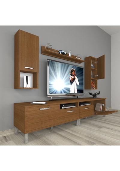 Decoraktiv Eko 5220da Mdf Krom Ayaklı Tv Ünitesi Tv Sehpası Ceviz