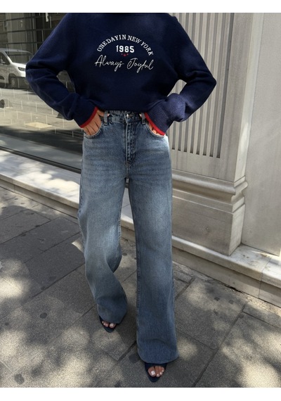 Out Of Standart Kadın Straight Leg Normal Bel Düz Paça Jean Pantolon Çok Renkli