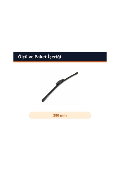 Trobus Aparatsız Ön Cam Muz Silecek Süpürgesi 380 Mm Kanca Kol Uyumlu