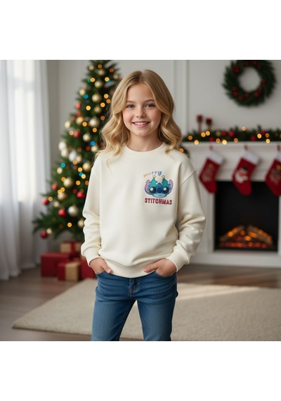 Stitch Kız Çocuk Sweatshirt St09524 Bej