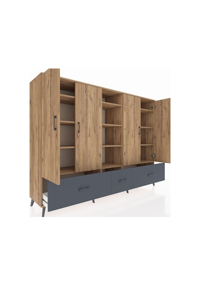Hyperion Dolap 12 Raflı 3 Çekmeceli 4 Kapaklı 220x44x163 Çam-çam/ Çam-çam/antrasit Hyperion Dolap 12 Raflı 3 Çekmeceli 4 Kapaklı 220x44x163 Çam-çam/ Çam-çam/antrasit