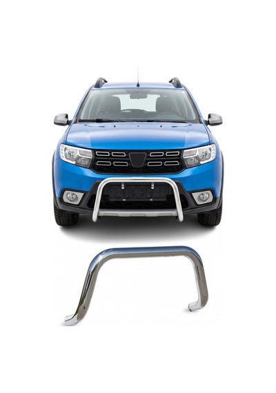 Dacia Sandero 2 Stepway 2012-2020 Uyumlu Araca Özel Pars Ön Koruma 60mm Krom
