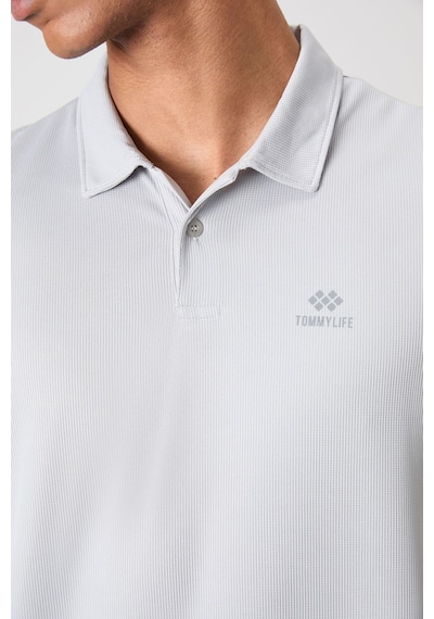 Tommy Life Gri Logo Baskılı Standart Kalıp Polo Yaka Aktif Spor Erkek T-shirt - 88252 Gri