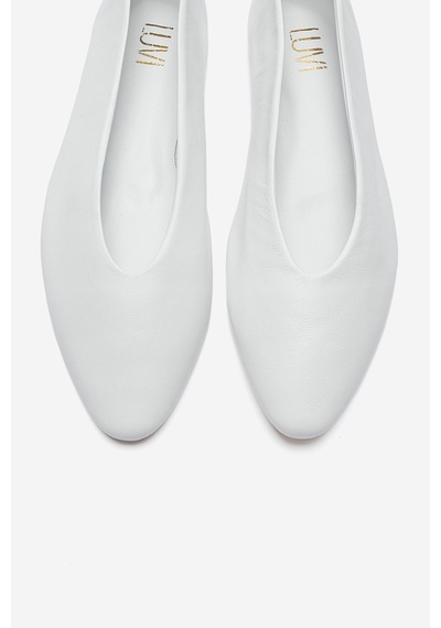 Luvishoes Jenas Beyaz Cilt Hakiki Deri Kadın Babet Ayakkabı