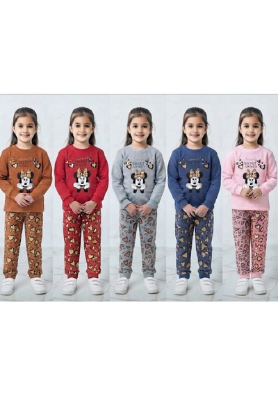 Zelhanbrand Kız Çocuk Mini Mause Desenli Eşofman Takımı Açık Lacivert