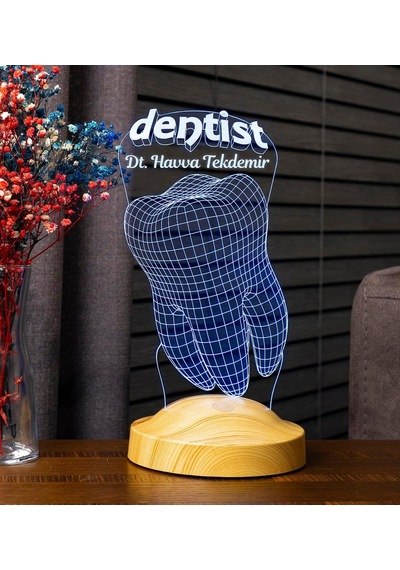 Diş Hekimi İçin 3d Dentist Led Lamba - Diş Doktoruna Özel Hediyesi Kişiye Özel Tasarım Diğer