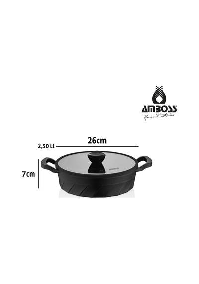 Jasper Pro 6 Parça Döküm Tencere Seti - Cam Kapaklı Siyah