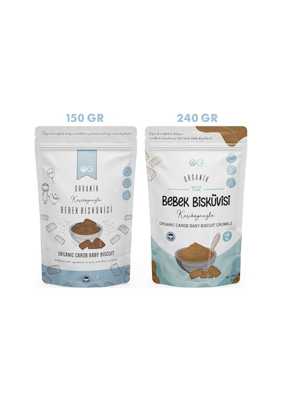 OG Natural Organik Keçiboynuzlu Bebek Bisküvisi Ve Keçiboynuzlu Bebek Bisküvi Tozu Seti 2'li