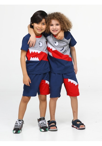 Casabony Navy Shark Erkek Çocuk Şort Takım - Lacivert