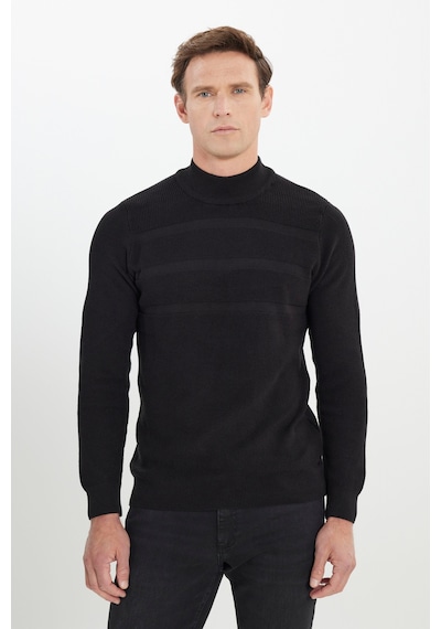 AC&Co / Altınyıldız Classics Erkek Sıyah Pamuklu Standart Fit Normal Kesim Yarım Balıkçı Yaka Jakarlı Triko Kazak Siyah AC&Co / Altınyıldız Classics Erkek Sıyah Pamuklu Standart Fit Normal Kesim Yarım Balıkçı Yaka Jakarlı Triko Kazak Siyah