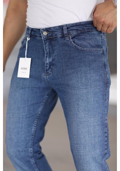 Bürke Premium Erkek Lacivert Renk Regular Fit Rahat Kesim Esnek Likralı Denim Jeans Kot Pantolon