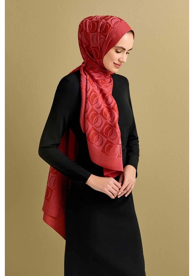Imannoor Dama Desen Kiremit Naia Pamuk Şal 70x200 Kiremit