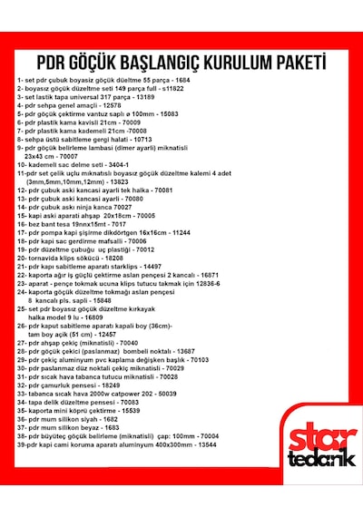 Pdr Boyasız Göçük Düzeltme Servis Kurulum Paketi Profesyonel Si