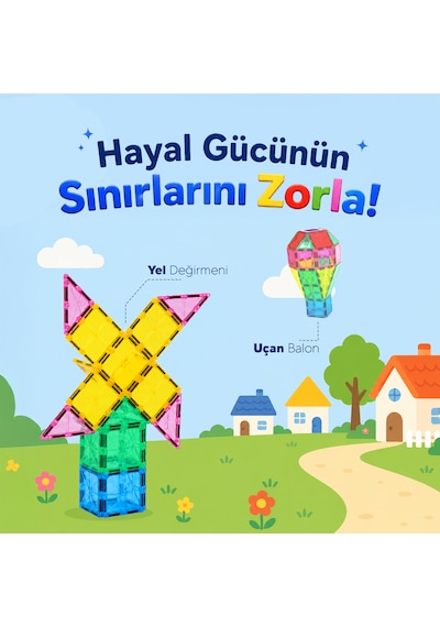 Huggy Manyetik Puzzle 104 Parça Yapı Blokları + 2 Araba