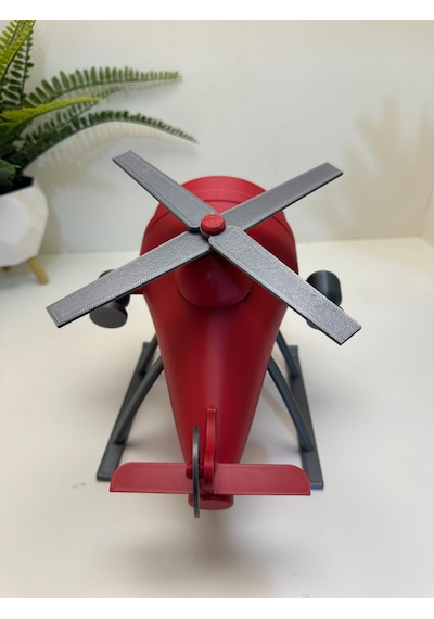 3d Baskı Uçak Tasarımlı Dekoratif Masa Saati Beyaz Kırmızı