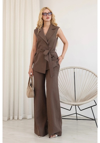 Lodmela Bağlama Detaylı Tensel Takım 5994-kahverengi