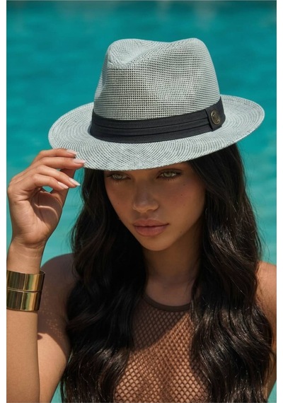 Gigi Luxe Kadın Uv Korumalı Hasır Fötr Şapka Gri Gri