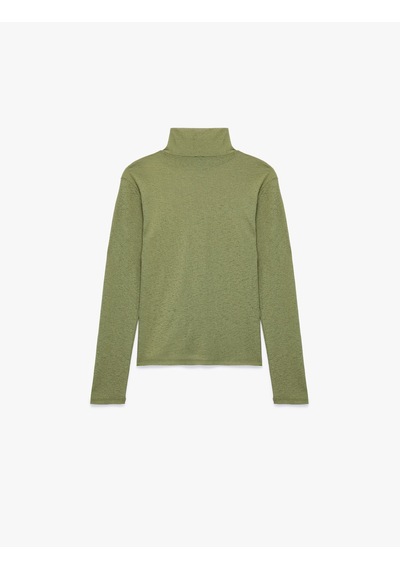Koton Slim Fit Dik Yaka Uzun Kollu Tişört Ada Çayı 7wak50002uk Açık Yeşil