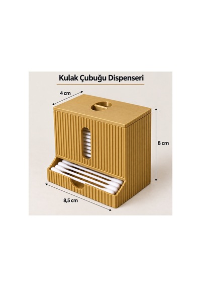 Modern Tasarım Kulak Çubuğu Dispenseri Kapaklı Banyo Makyaj Pamuk Düzenleyici Organizer - Gold