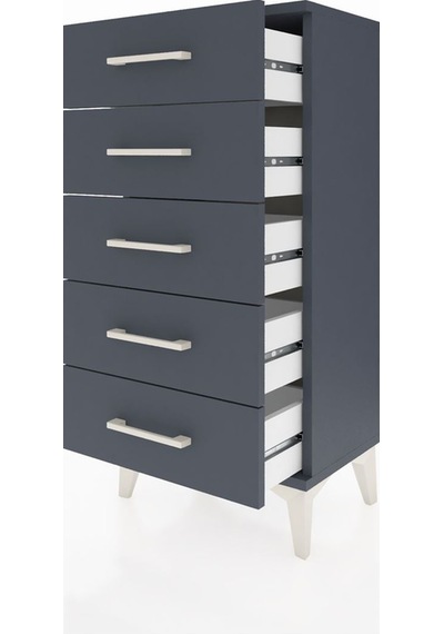 Arges Komodin 5 Çekmeceli 44x30x96 Antrasit-antrasit Antrasit