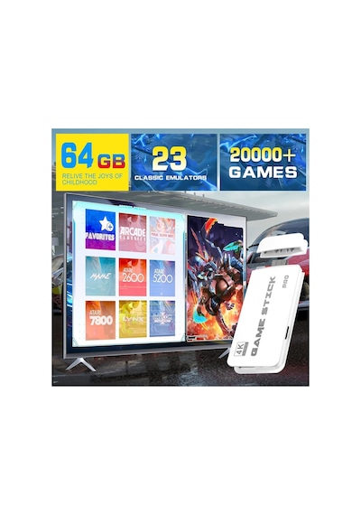 M15 Pro Game Stick Retro Oyun Konsolu 2 Kablosuz Kol 64 Gb 20000 Oyun Tv Ps1 Hdmı 4k Arcade Oyunları