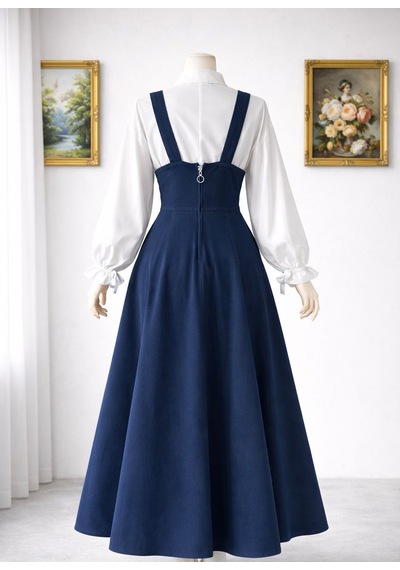 Nirva Butik Gabardin Jile Elbise Askılı Tesettür Kadın Jile Lacivert